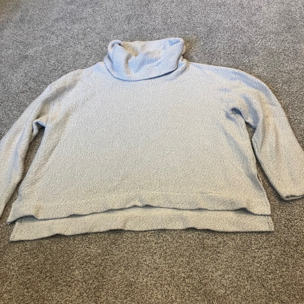 Ava & Viv Womens X 14W Gray Metallic Shimmer Cowl Neck High Low Sweater Marled